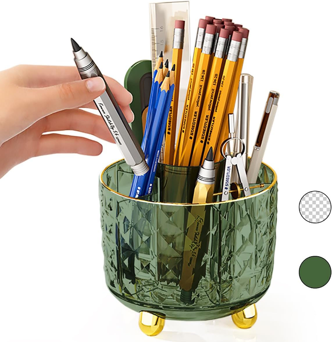 360 Rotating Dark Green Pen Holder - Organize Efficiently!
