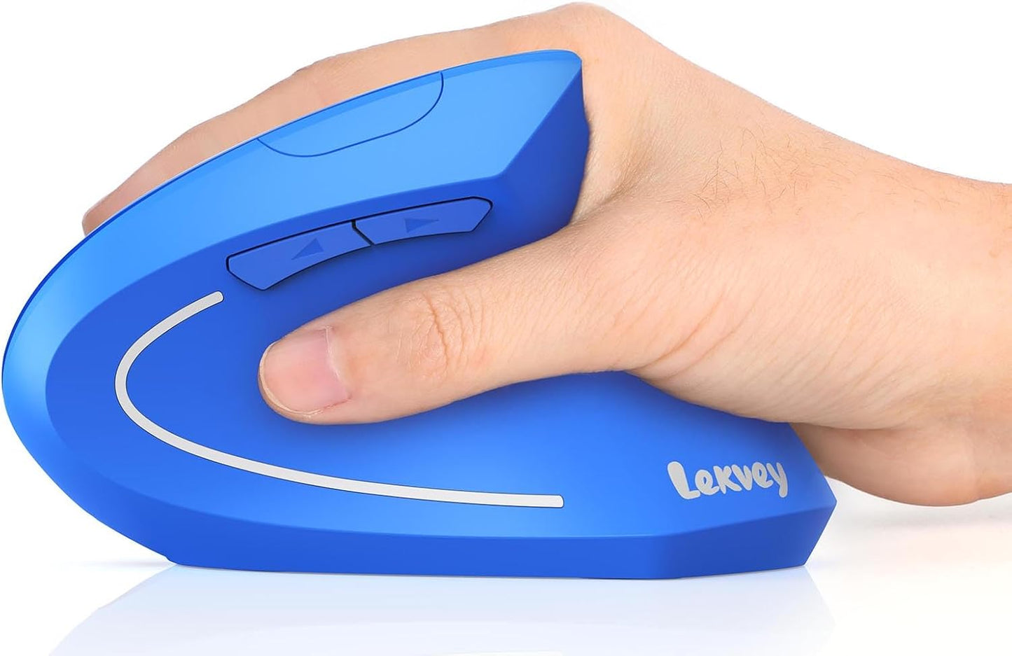 Ergonomic Rechargeable Wireless Mouse: Relieve Carpal Tunnel, 3 DPI Levels, 6 Buttons, Blue