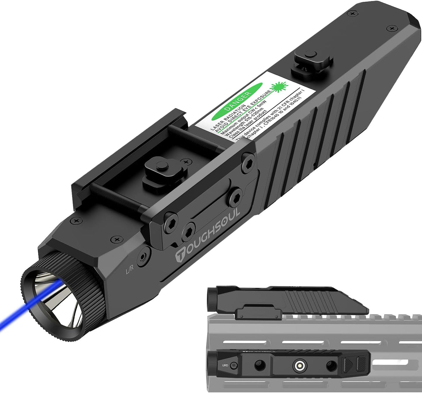 TOUGHSOUL Mlok Picatinny Tactical Flashlight with Blue Laser