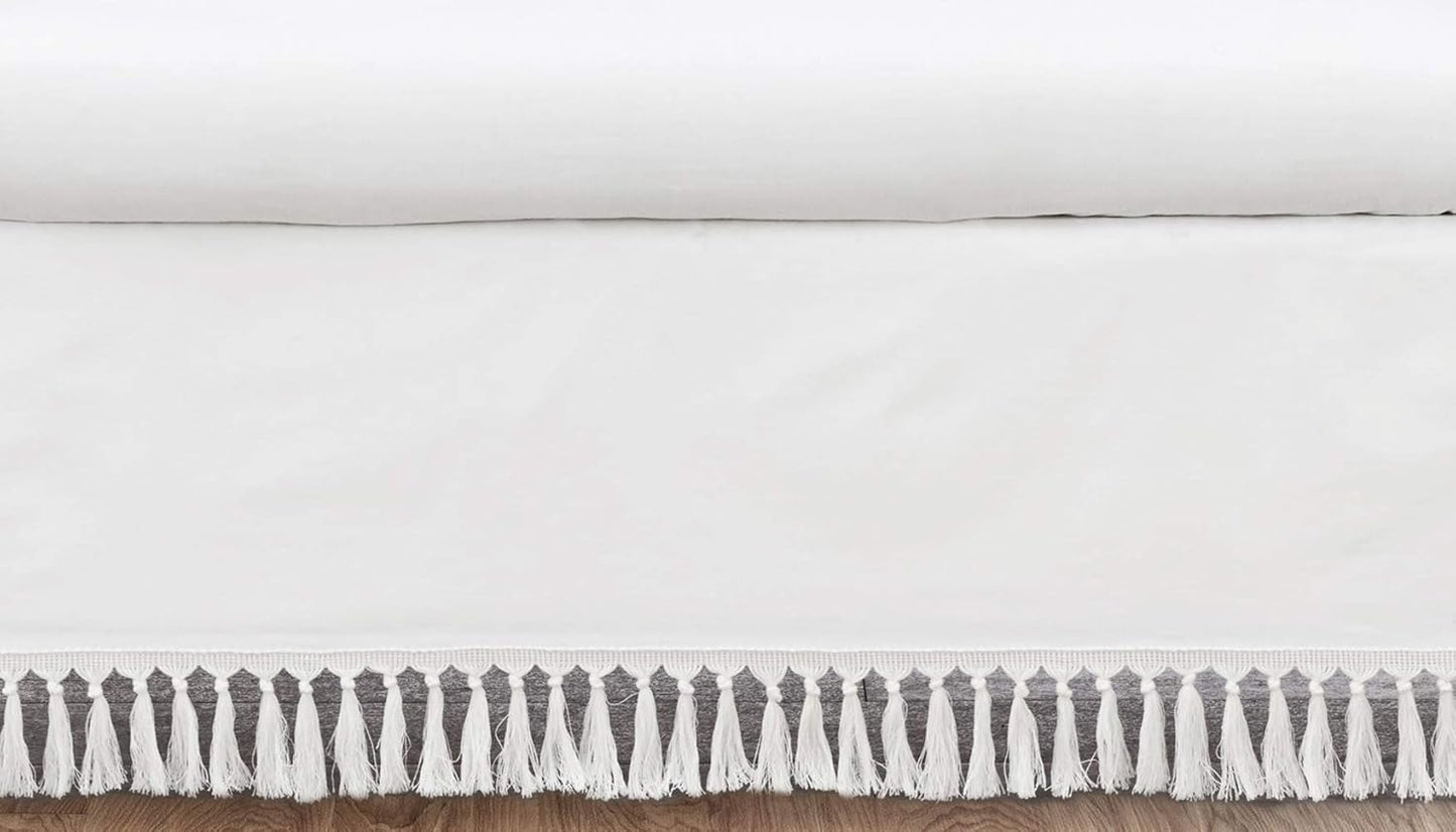 Sweet Jojo Designs White Boho Baby Nursery Crib Bed Skirt Ruffle