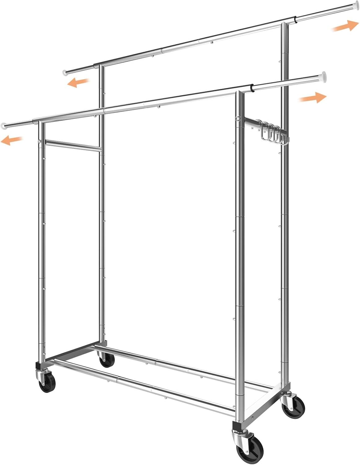 Double Rod Clothing Garment Rack for Organized Storage Solutions
