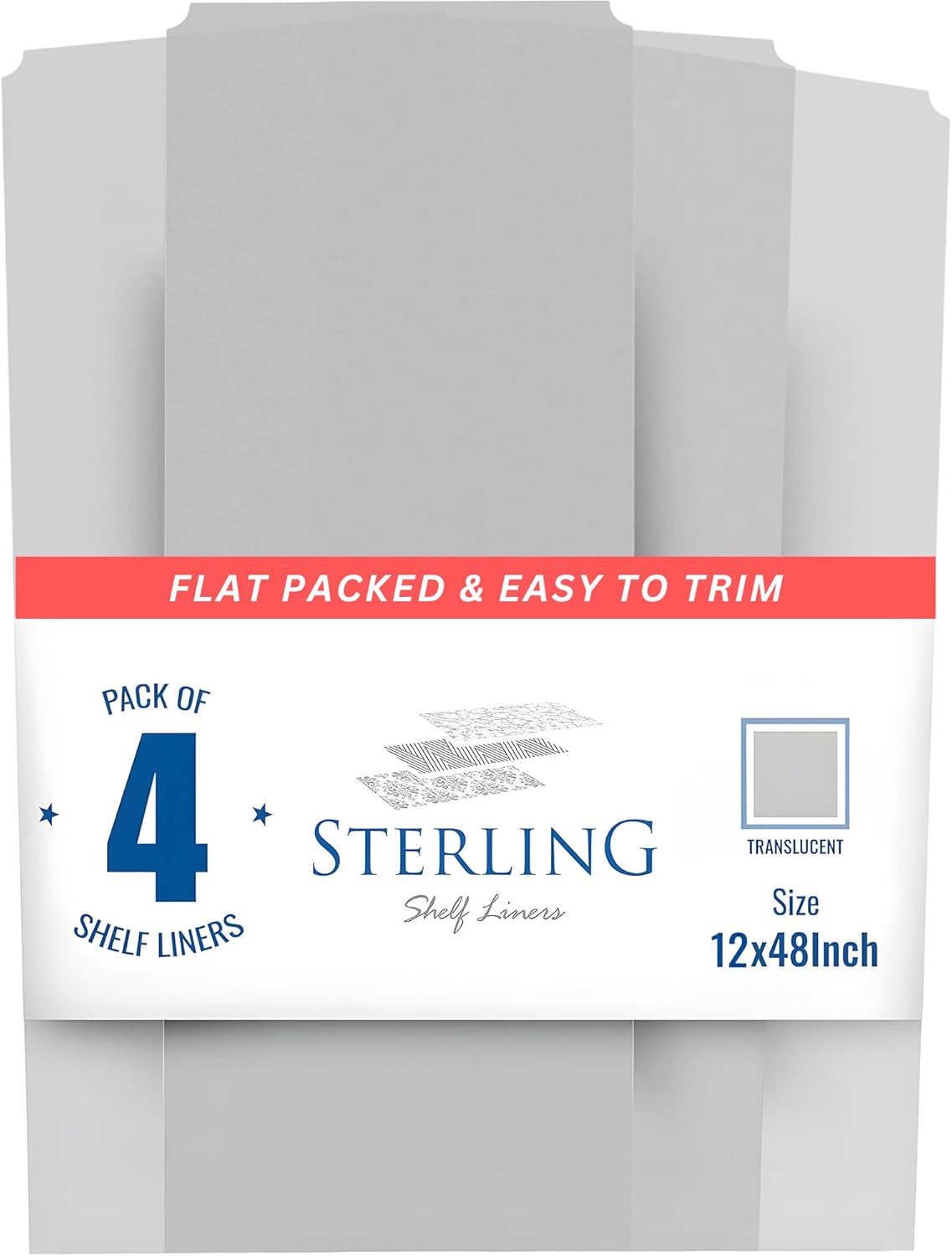 Wire Shelf Liner Set of 4 - 12in x 48in Clear Plastic Covers