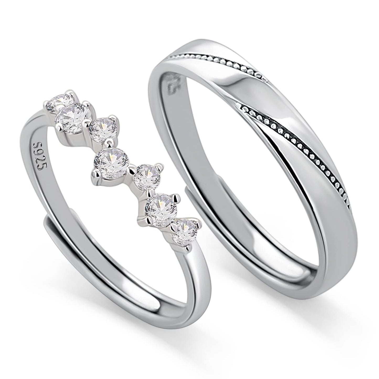 Adjustable Personalized Couple Rings for Wedding Engagement