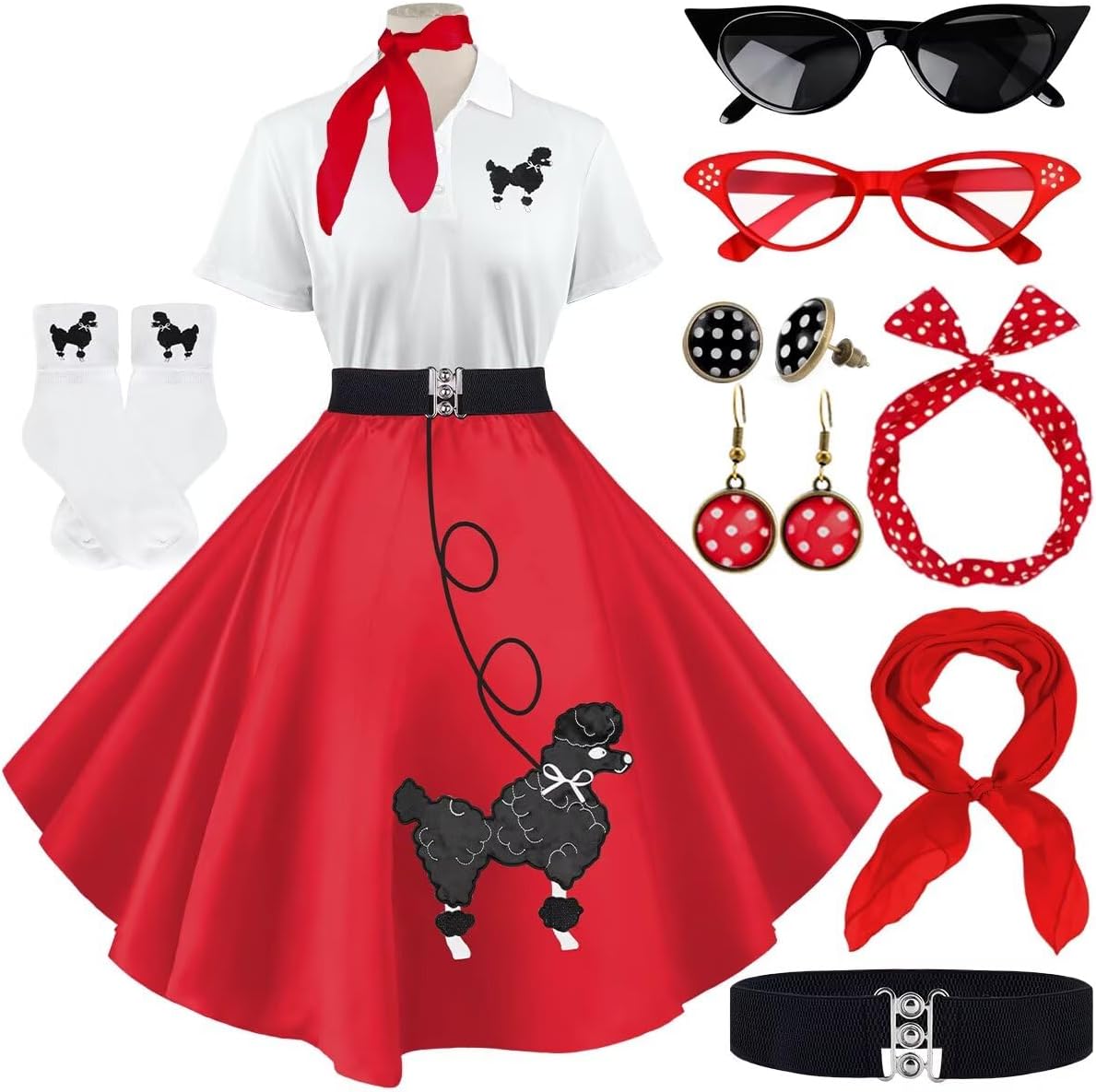 Sock Hop Outfits for Women - 1950s Poodle Dress Set
