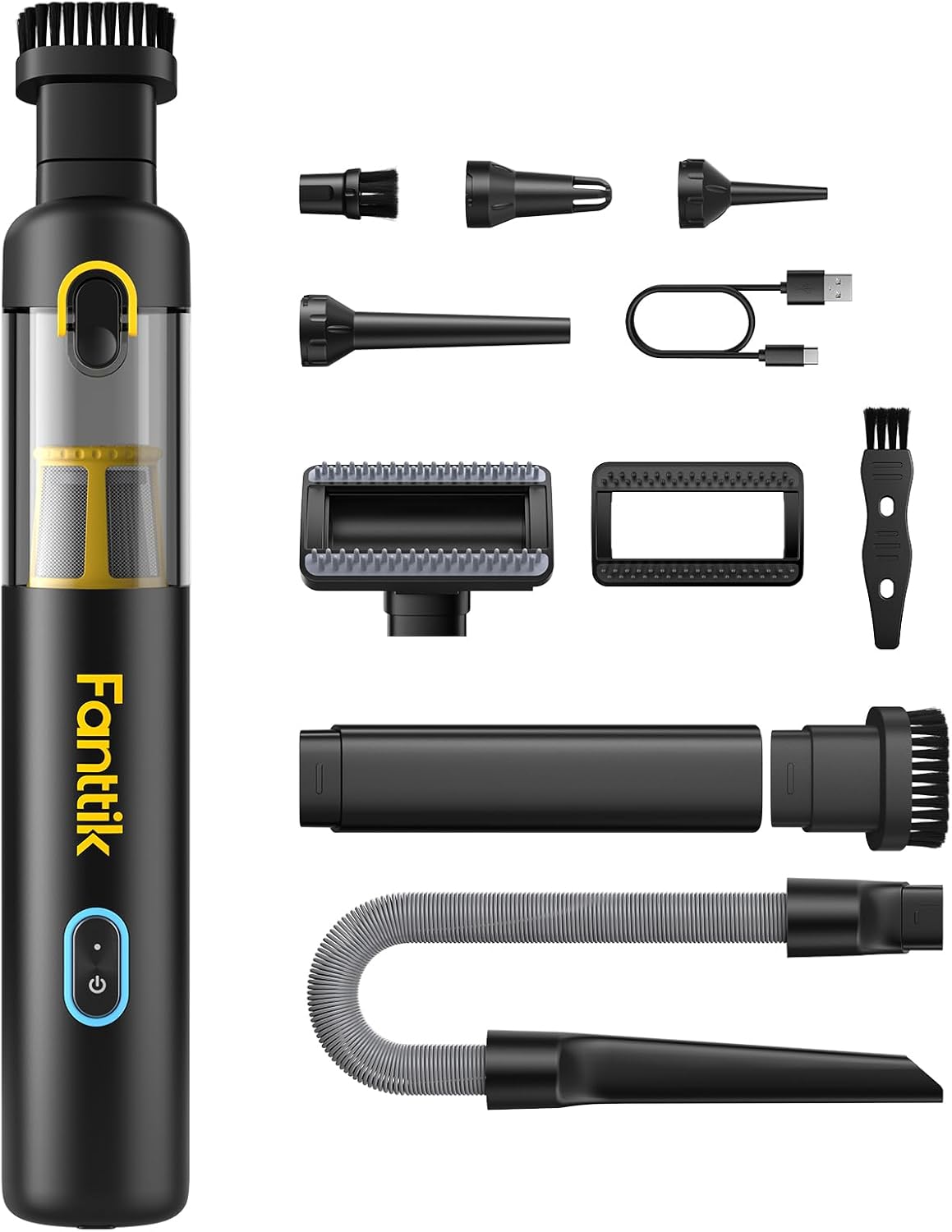 Powerful 4-in-1 Car Vacuum - 19000pa Suction, Cordless & Handheld