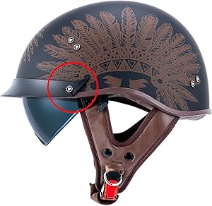 Half Motorcycle Helmets with Sun Visor and Quick Release Buckle