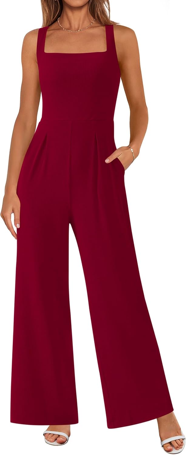 PRETTYGARDEN Summer Sleeveless Jumpsuits for Women Dressy Style