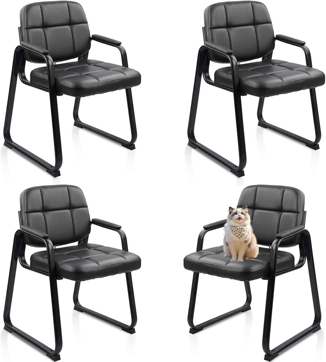 CLATINA Waiting Room Chairs with Padded Arms for Office Use
