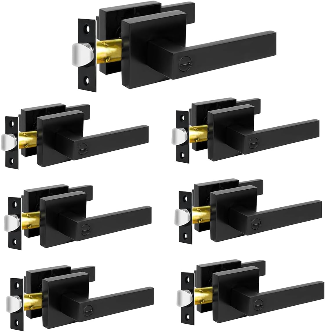 KAMOTA Privacy Door Levers - 7 Pack Matte Black Handles