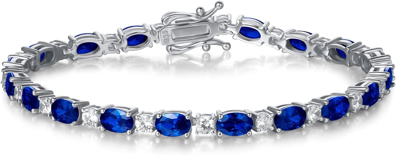 FANCIME Birthstone Tennis Bracelet for Women in Sterling Silver