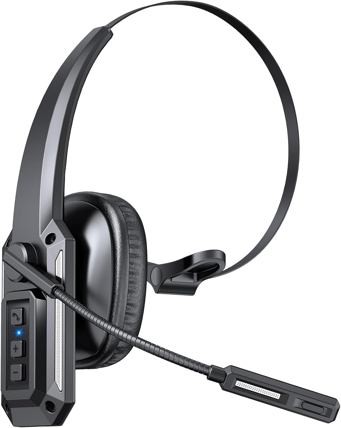 60Hrs Trucker Bluetooth Headset - Noise Cancelling Mic, Mute Button - Black