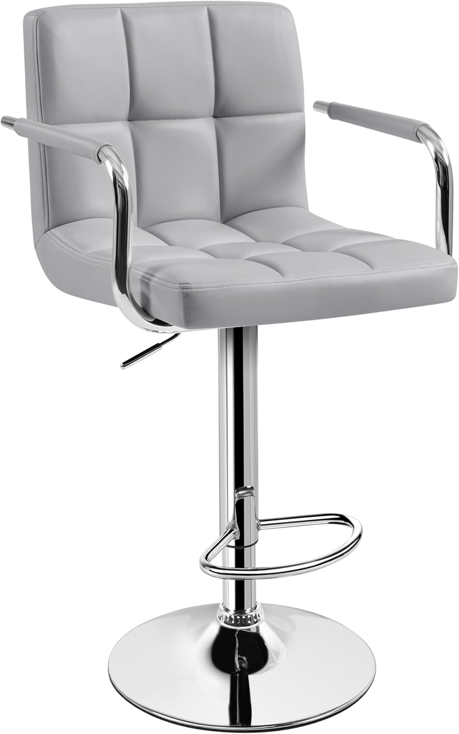 Yaheetech Adjustable Swivel Bar Stools with Armrests in Light Grey