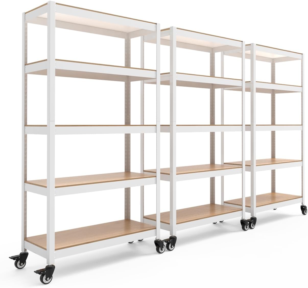 HOMEDANT House White 5-Tier Metal Rolling Cart for Storage