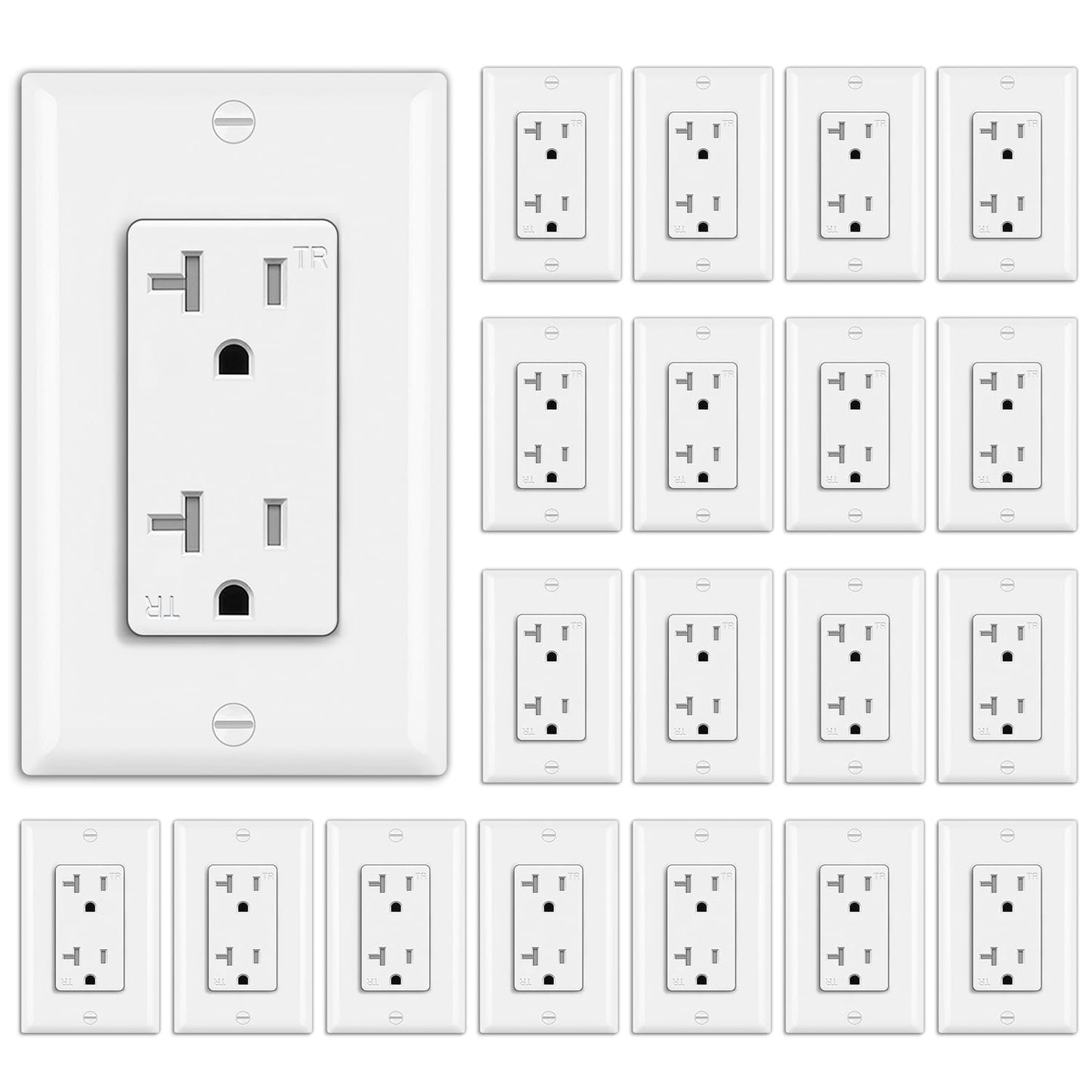 20 Pack 20 Amp Decor Wall Receptacle Outlet for Safety and Style