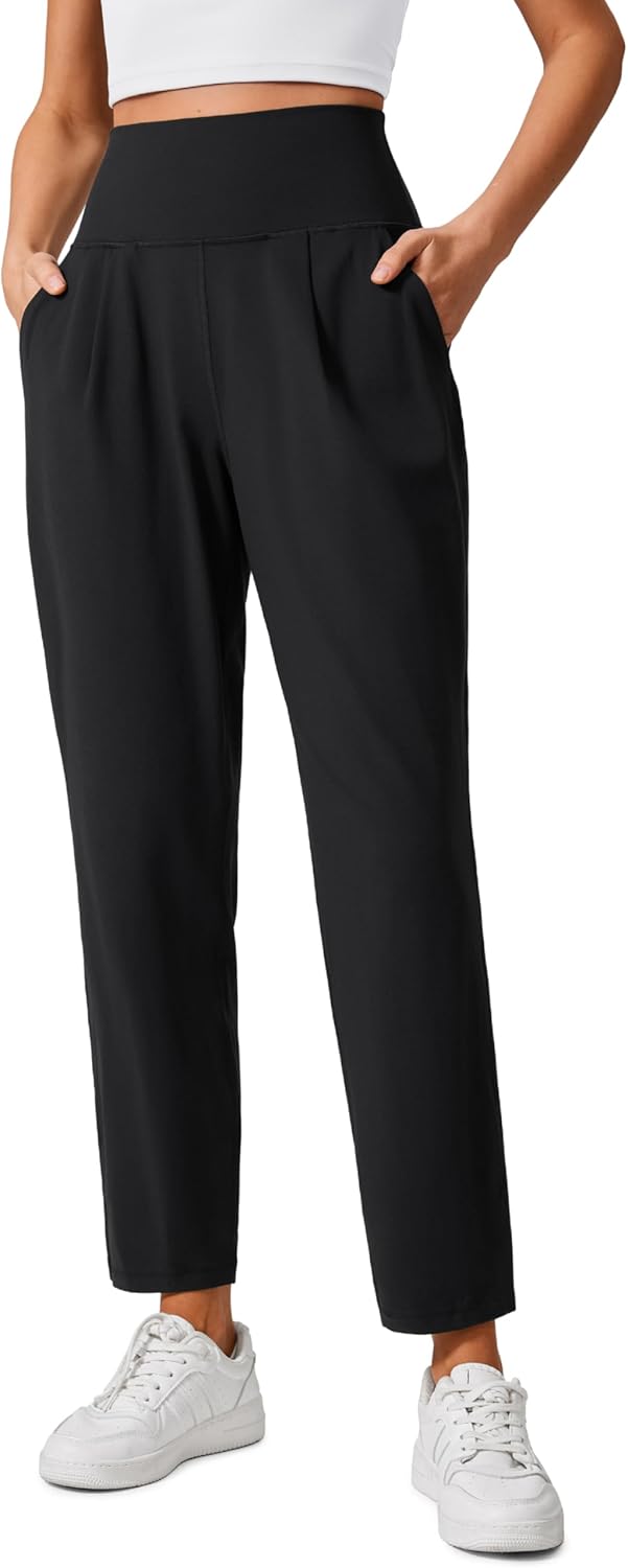CRZ YOGA Butterlift Ankle Pants: Front Pleated, Pockets, Lounge-Ready