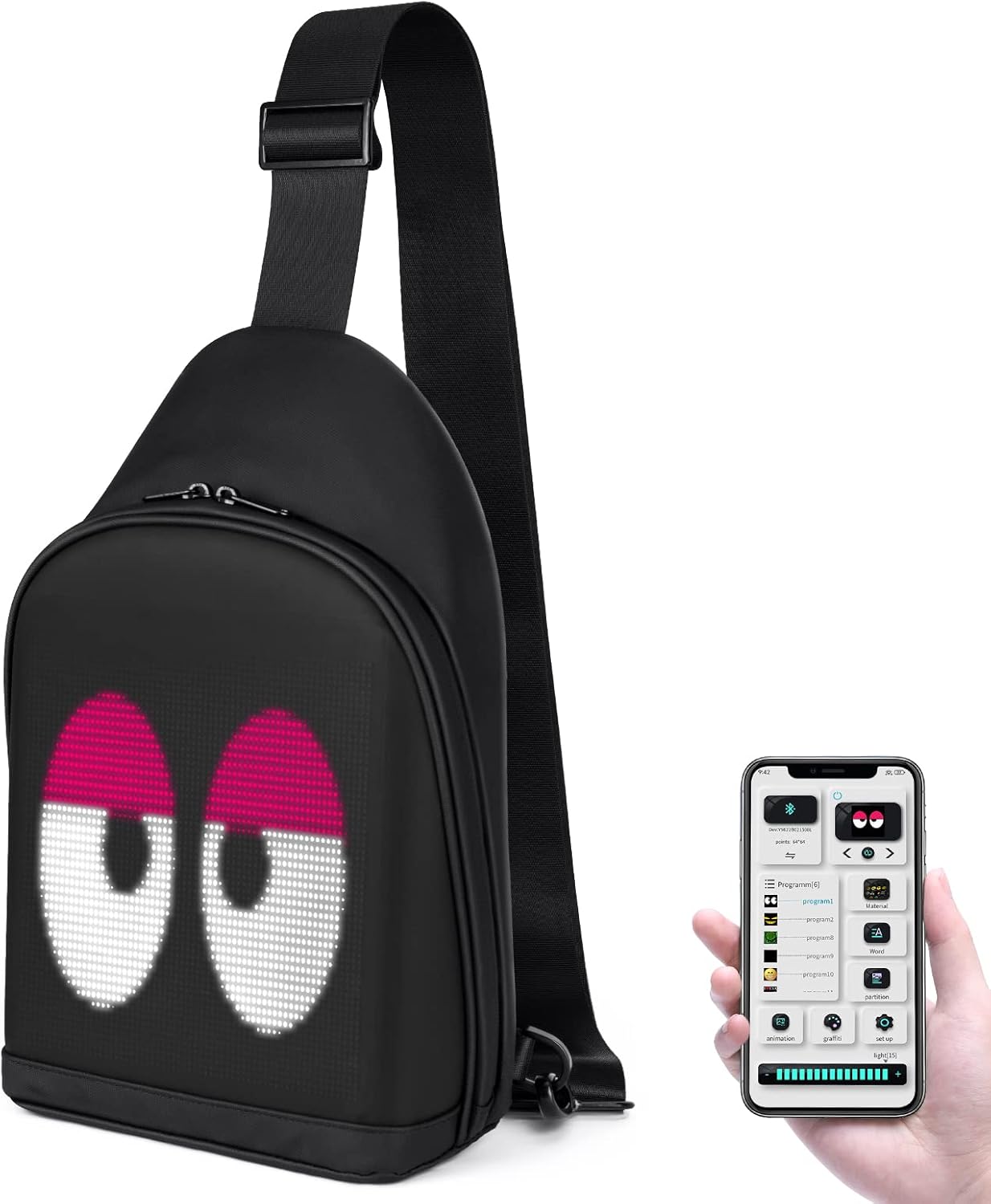 Gelrova City Series LED Crossbody Bag with Programmable Screen
