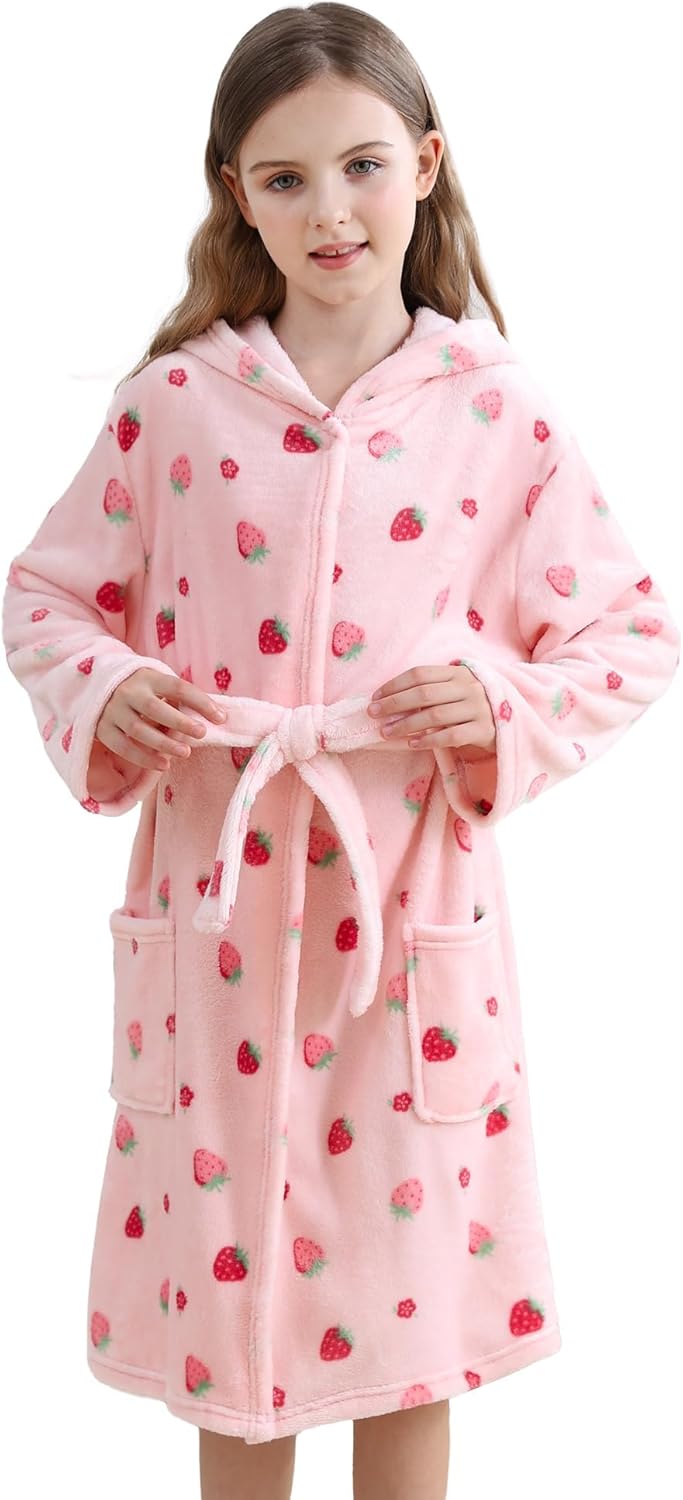 V.&GRIN Girls Fleece Hooded Robe for Cozy Bath Time Fun