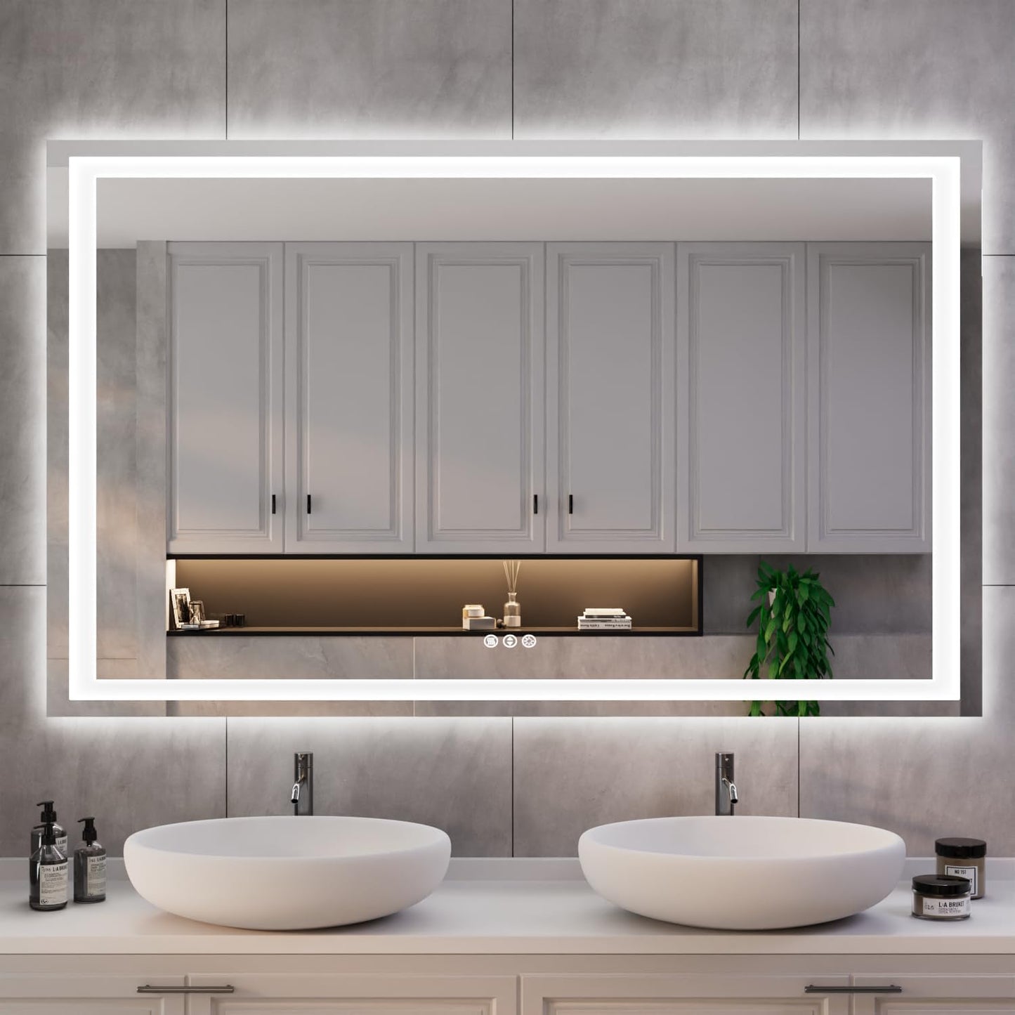 ISK 50ft' x 36ft LED Mirror for Bathroom with Backlit Lighting