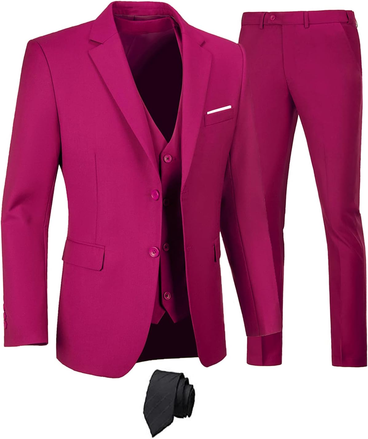 Furuyal Men's Slim Fit 3 Piece Suit Set for Weddings and Business