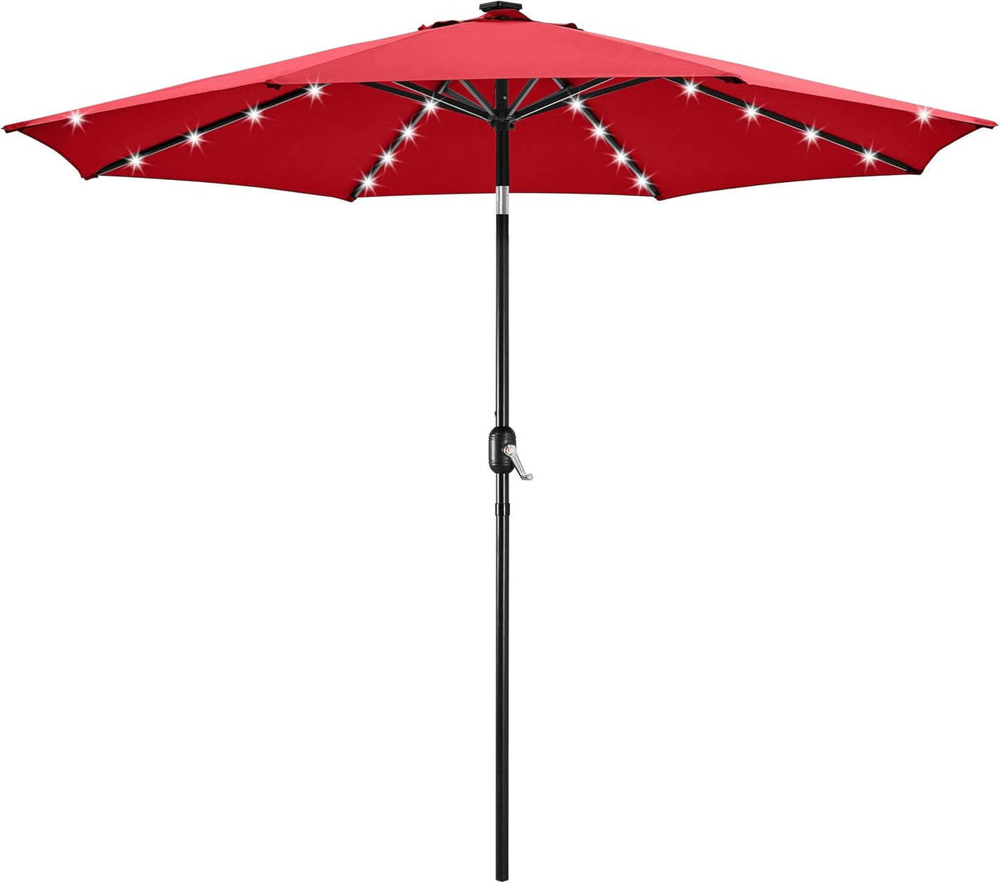 10FT Solar Powered Patio Umbrella with LED Lights for Shade