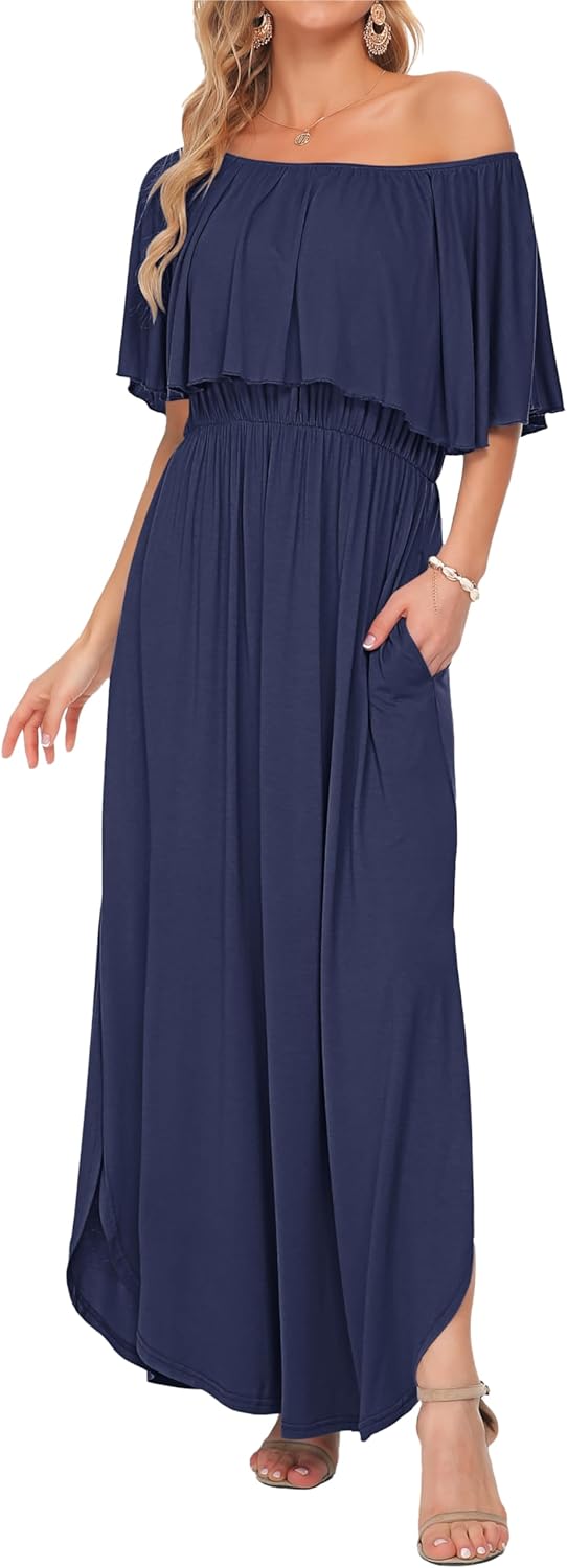 AUSELILY Womens Off The Shoulder Dress for Summer Fun