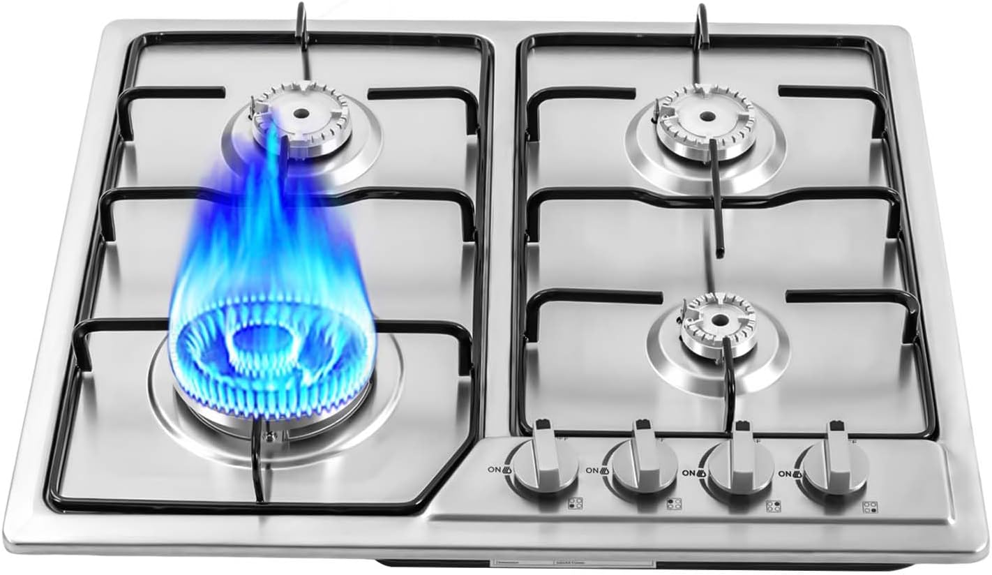 4 Burner Gas Cooktop with Thermocouple Protection for Safe Cooking