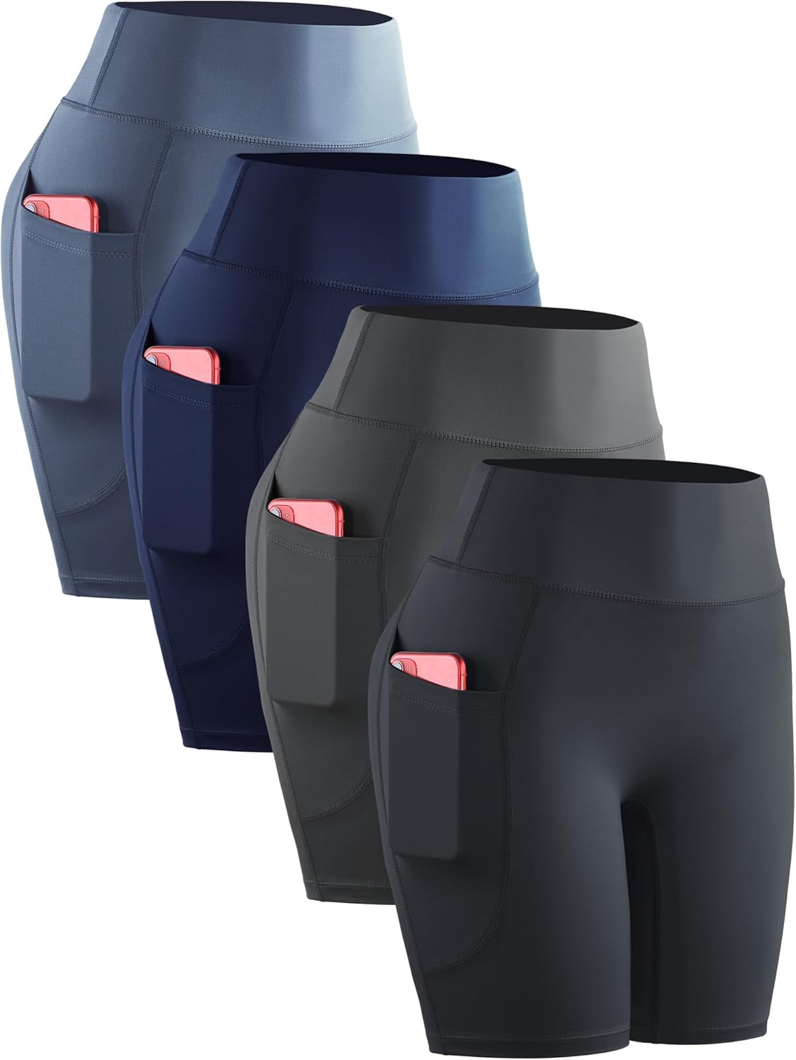 CADMUS Women's High Waist Spandex Yoga Shorts with Pockets