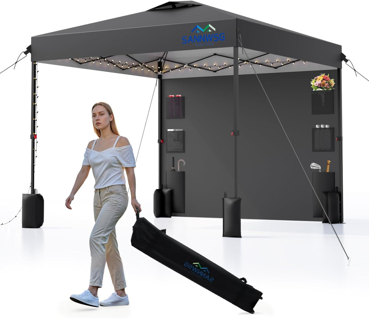 8X8 Pop Up Canopy Tent with Removable Sidewalls for Events