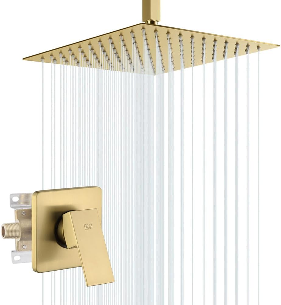 Brushed Gold Ceiling Mount Shower Faucet Set for Luxury Bathrooms
