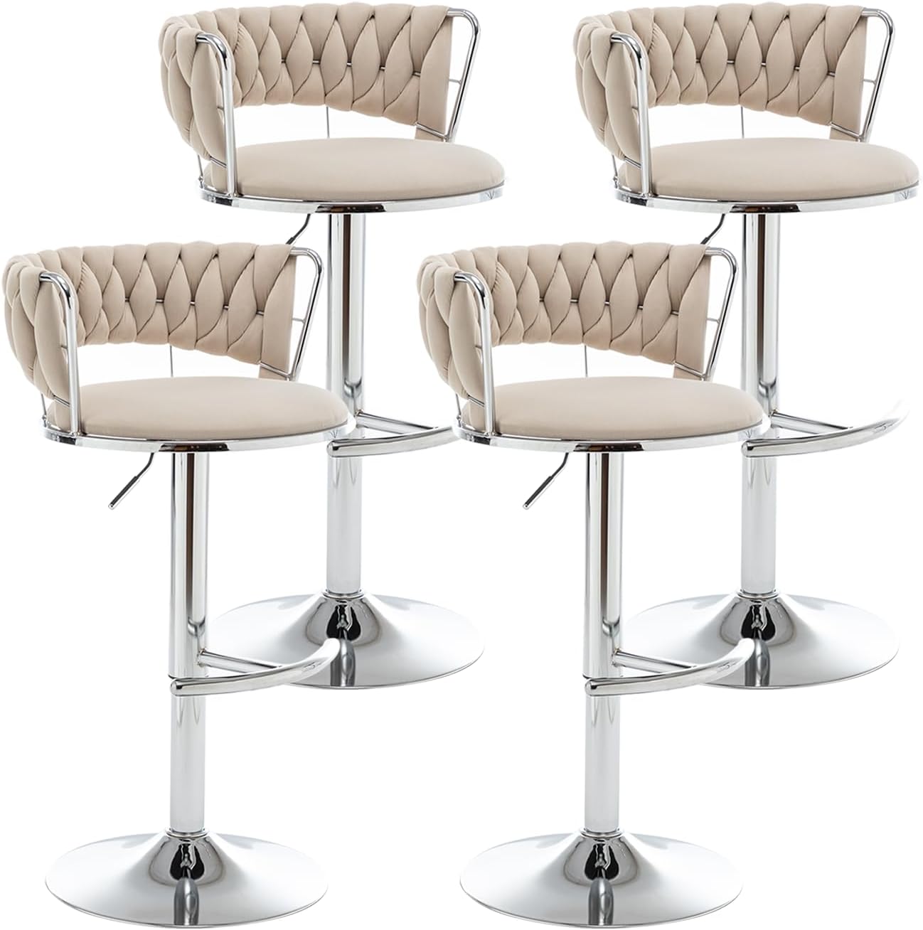 Stylish Velvet Bar Stools Set of 4 for Kitchen Island Use