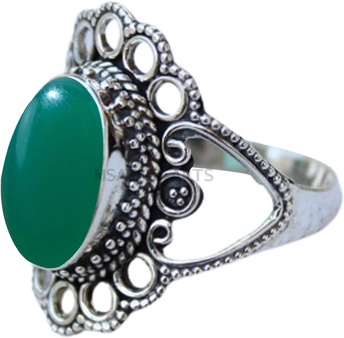 Solid 925 Sterling Silver Ring with Genuine Black Onyx Gemstone