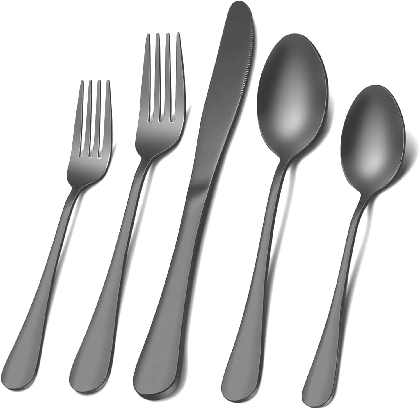 Matte Black Silverware Set for 8 - 40 Pieces Stainless Steel Cutlery
