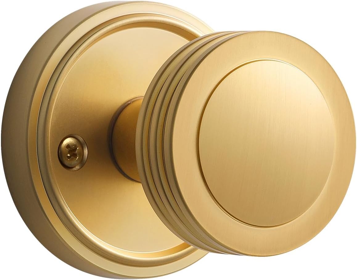 Gold Door Knob Passage Knobs for Hall and Closet Use