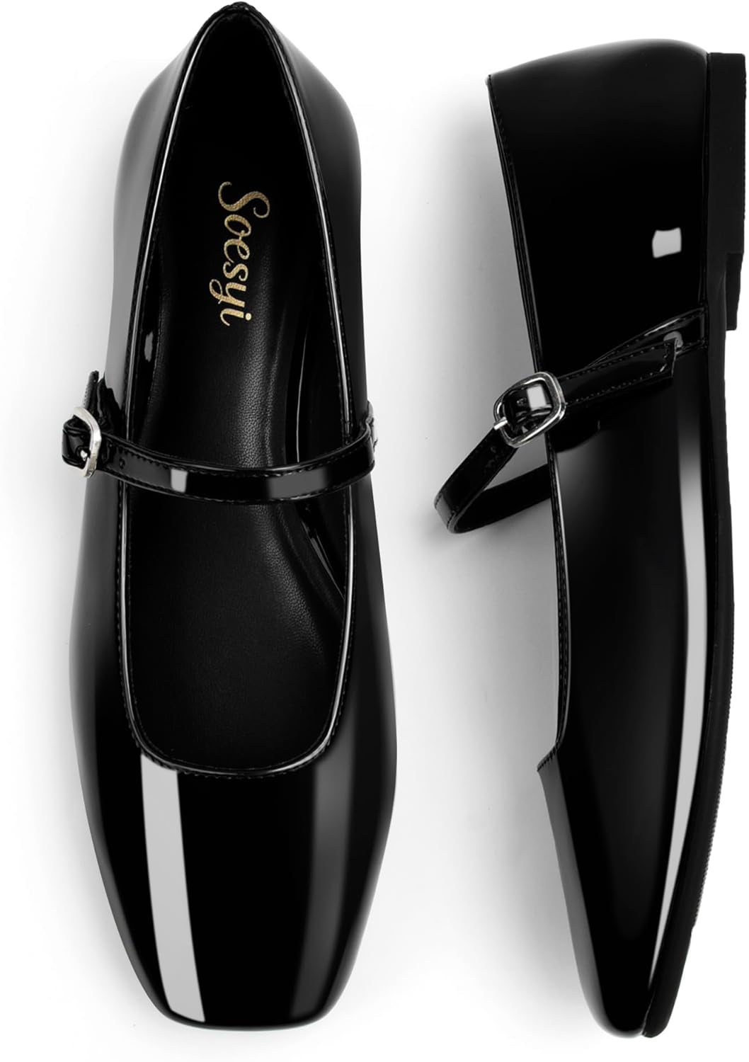 Women's Mary Jane Ballet Flats with Adjustable Ankle Strap Design