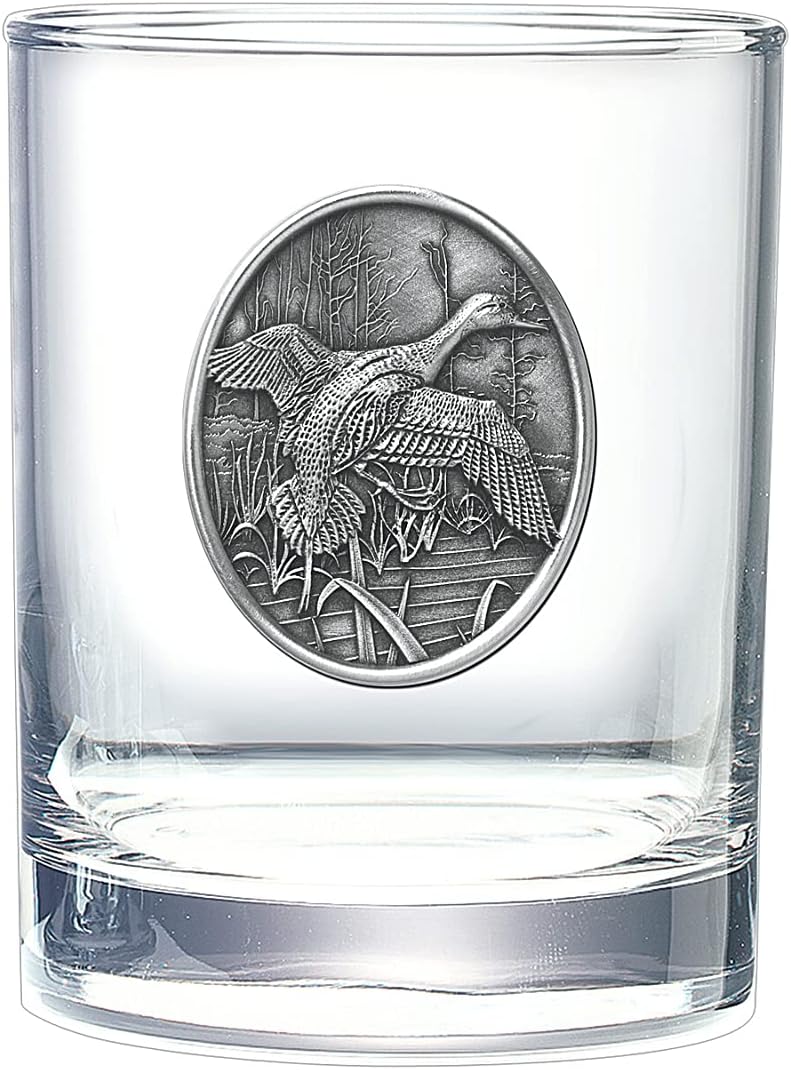 Heritage Pewter Pintail Duck Double Old Fashioned Glass 14 OZ