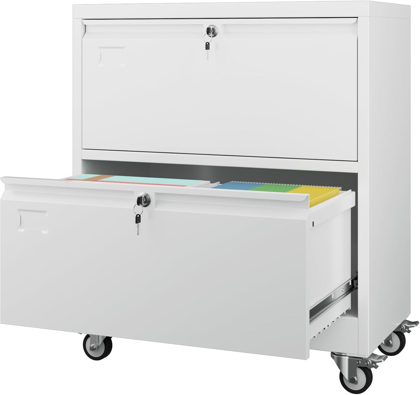 Aobabo 2 Drawer Lateral File Cabinet with Wheels for Home Office