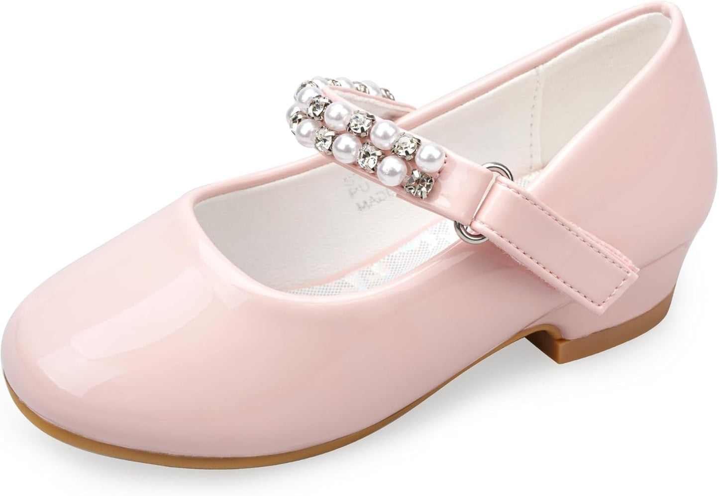 Stelle Girls Dress Shoes White Flower Girl Mary Jane Low Heels