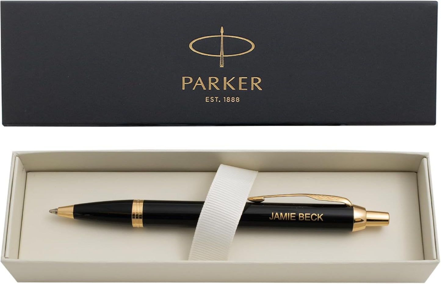 Engraved Parker Pen - Personalized Black Lacquer Ballpoint Gift