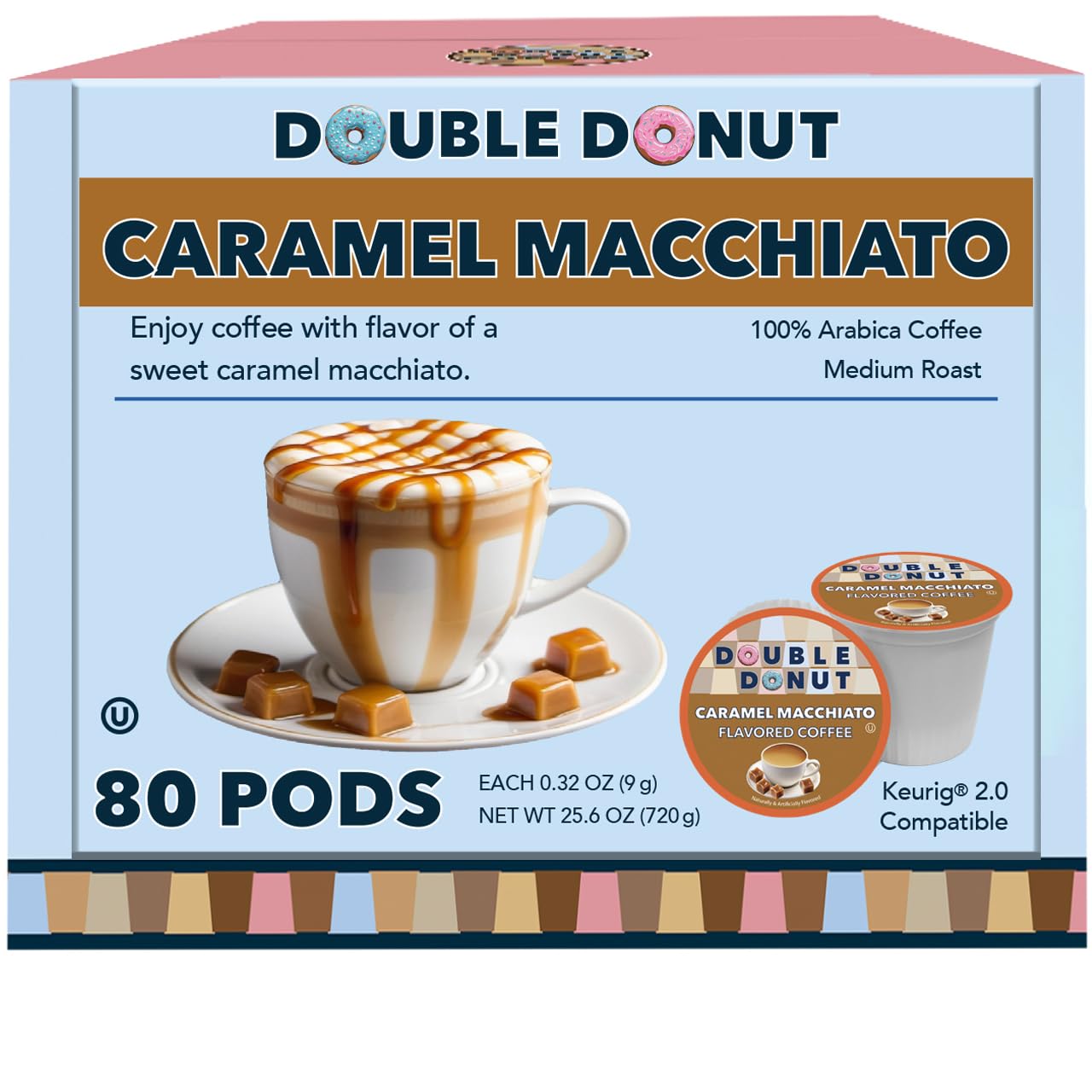 Double Donut Caramel Macchiato Coffee Pods for Keurig Brewers