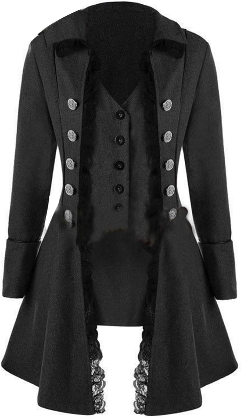 BITSEACOCO Women Renaissance Steampunk Jacket for Halloween