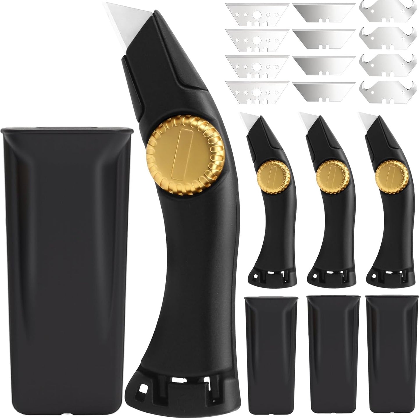 4PCS Black Fixed Blade Roofing Knife Set for Heavy Duty Cutting