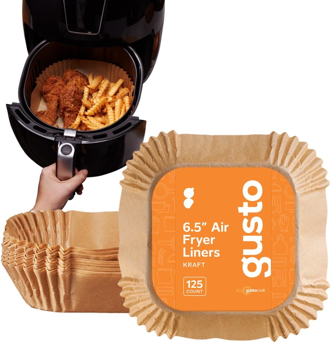 GUSTO 6.5 Air Fryer Liners - Non-Stick & Oil-Resistant - 125ct