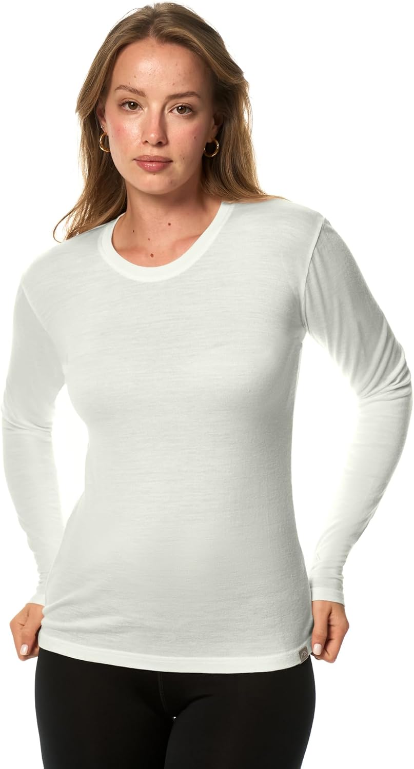 Merino Wool Base Layer Women - Soft Thermal Long Sleeve Shirt