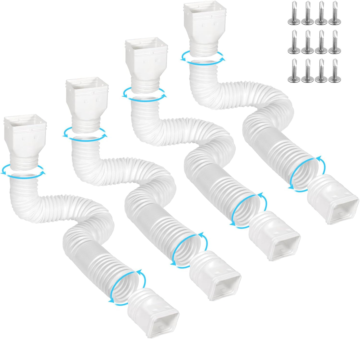 4 Pack Flexible Gutter Downspout Extensions for Rainwater Drainage