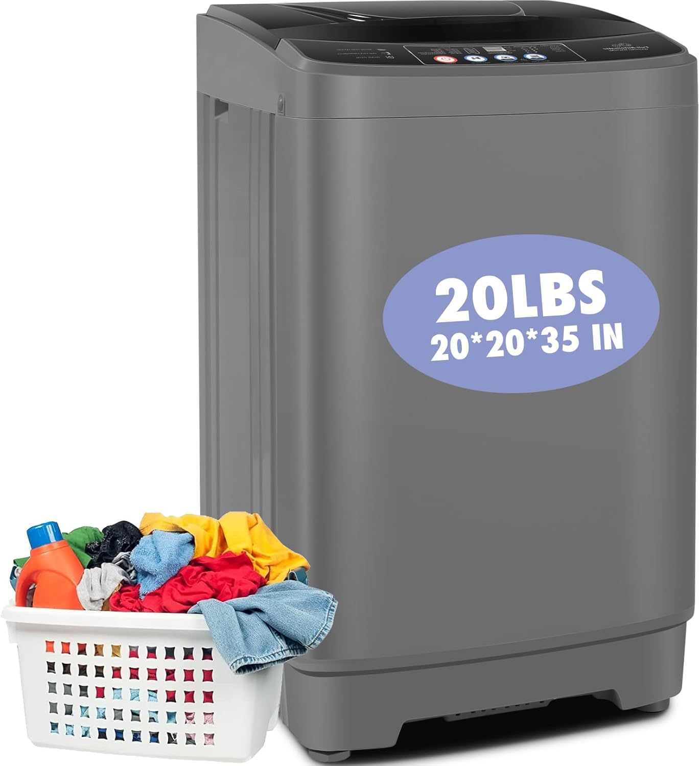 Nictemaw 20Lb Portable Washer: Full-Automatic, 10 Programs, Compact Design