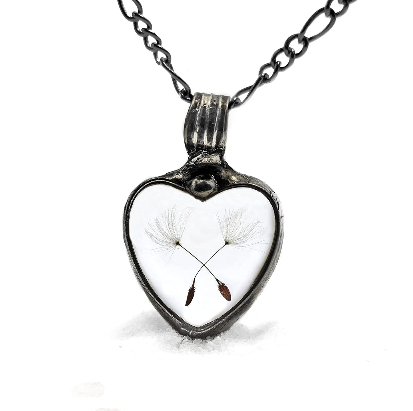 Dandelion Seed Necklace - Handmade Heart Pendant for Women