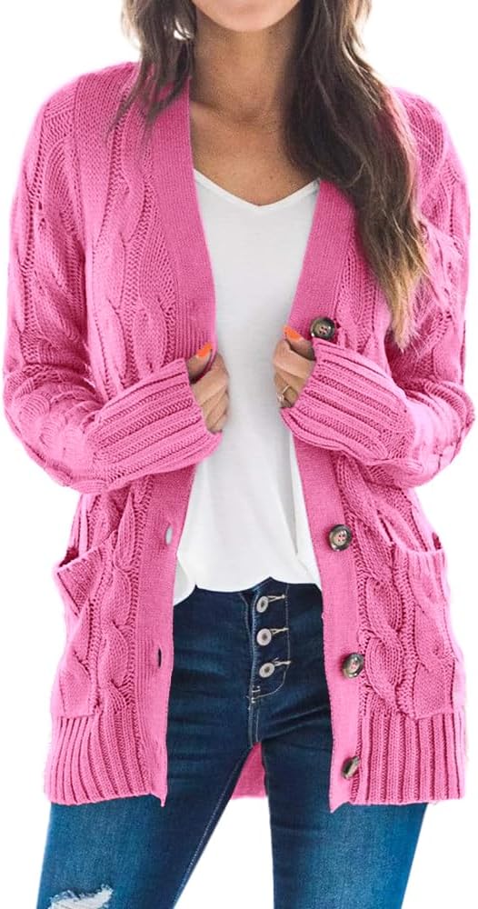 Goranbon Women's Cable Knit Cardigan for Stylish Comfort
