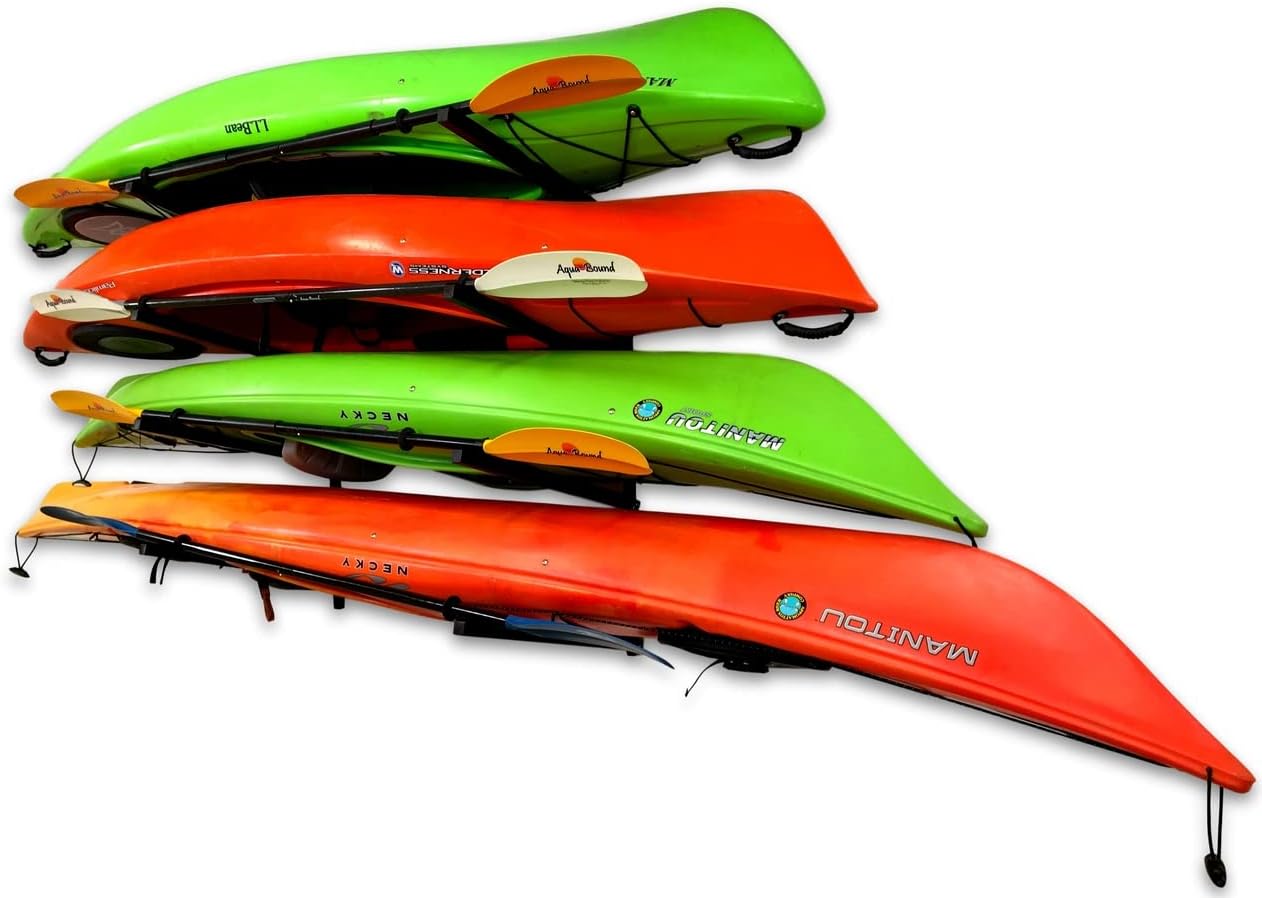 Heavy-Duty Indoor Kayak Rack for 4 Boats - Space-Saving Design