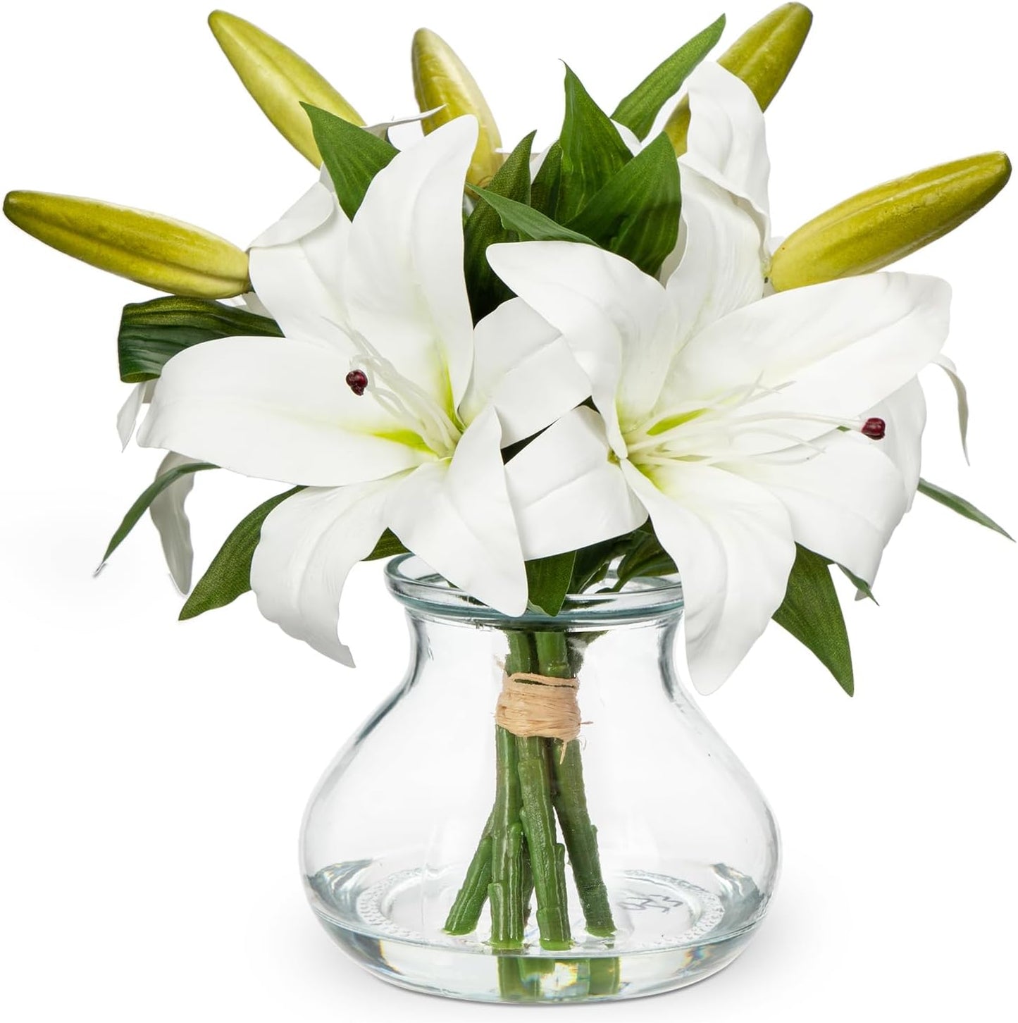 Artificial Flowers Tiger Lily Real Touch with Vase for Home Decor