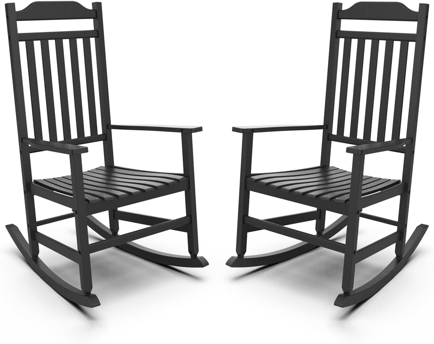 Set of 2 Resin Rocking Chairs for All-Weather Relaxation